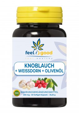 Knoblauch + Weißdorn + Olivenöl PUR 250 mg